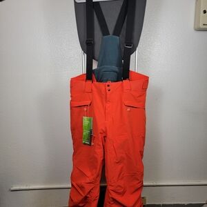 Fit Space Womens Ski Pants Waterproof  15,000mm Detachable Suspenders Orange 2XL